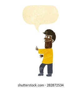 cartoon man gesturing with speech bubble