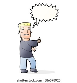 cartoon man gesturing with speech bubble