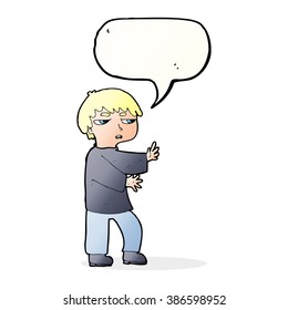 cartoon man gesturing with speech bubble
