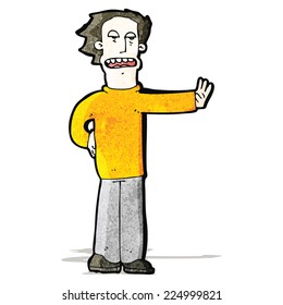 caricaturista hombre haciendo gestos para detener