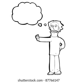 cartoon man gesturing to stop