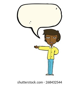 cartoon man gesturing welcome with speech bubble