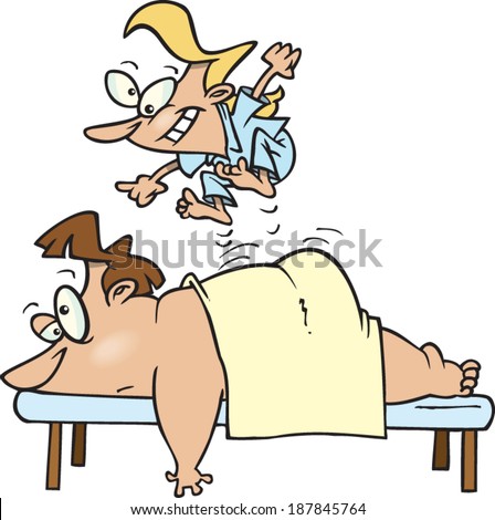 cartoon man getting a massage