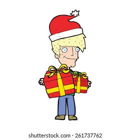 cartoon man getting ready for christmas