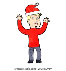 cartoon man getting ready for christmas