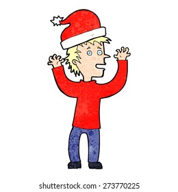 cartoon man getting ready for christmas