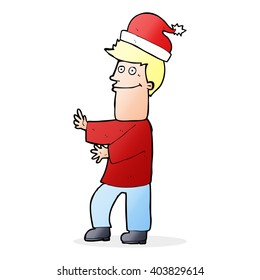 cartoon man getting ready for christmas