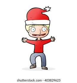Cartoon-Mann bereitet sich auf Weihnachten vor