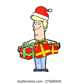 cartoon man with gifts