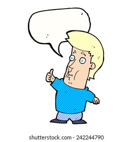 cartoon man giving thumbs up sign with speech bubble