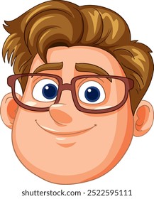 Cartoon man with glasses and brown hair