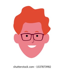 cartoon man with glasses icon over white background, vector illustration