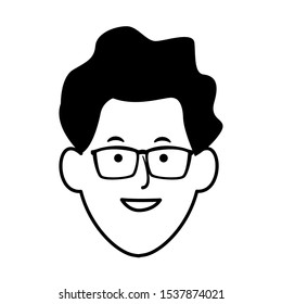 cartoon man with glasses icon over white background, vector illustration