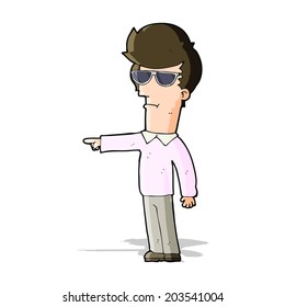 cartoon man in glasses pointing
