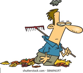 cartoon man gloomy about chores