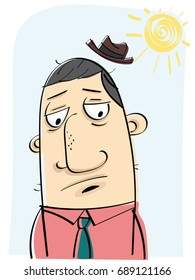 cartoon man going to work in bad morning
