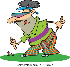 Cartoon Man Golfing