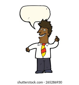 caricaturista con buena idea con burbuja de habla