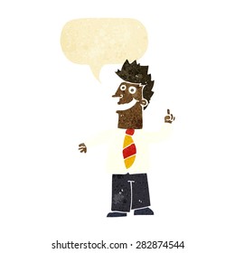 caricaturista con buena idea con burbuja de habla