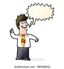caricaturista con buena idea con burbuja de habla