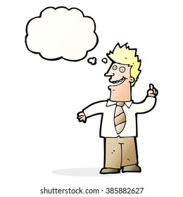 cartoon man with good idea with thought bubble