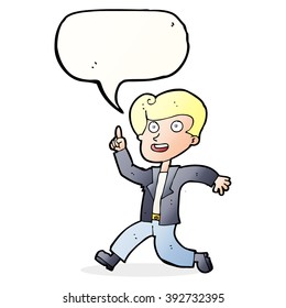 cartoon man with great idea with speech bubble