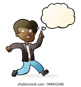 cartoon man with great idea with thought bubble