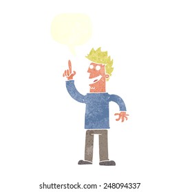 cartoon man with great new idea with speech bubble