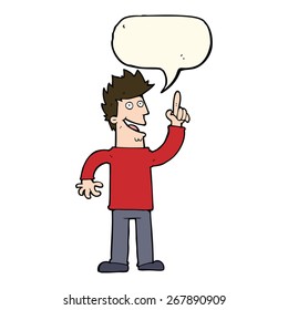 cartoon man with great new idea with speech bubble