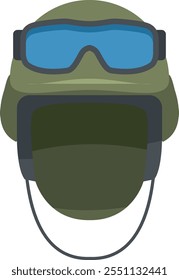 A cartoon of a man in a green helmet with blue goggles