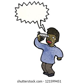 cartoon man with gun to head