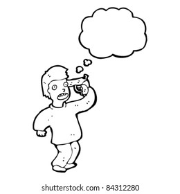 caricaturista con arma a cabeza