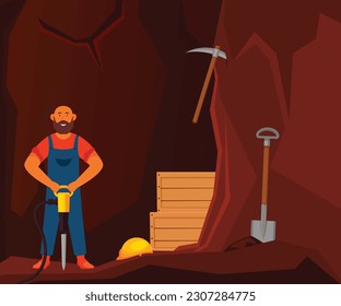 A cartoon of a man with a hammer in his hand