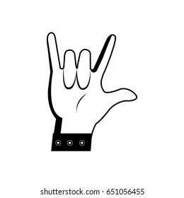 cartoon man hand rock n roll gesture vector illustration