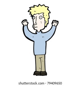 cartoon man with hands in air