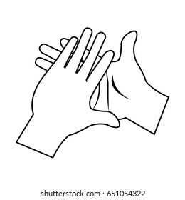 cartoon man hands clap gesture vector illustration