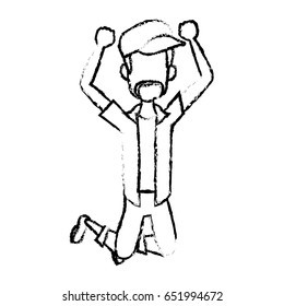 cartoon man happy enjoy expressive vector illustration