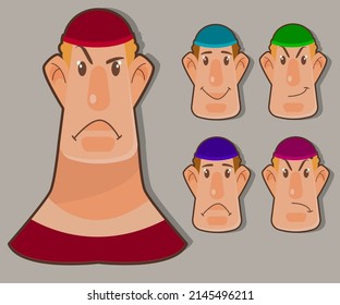 Caricatura con diferentes emociones. aislado en fondo gris para la animación