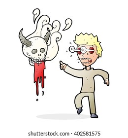cartoon man haunted by ghost