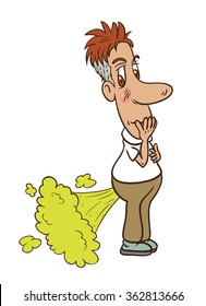 Cartoon Man having a fart, vector illustration