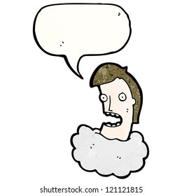 caricaturista con la cabeza en las nubes