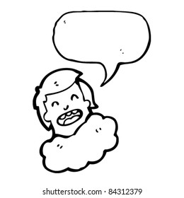 cartoon man with head in clouds