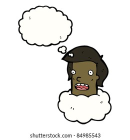 caricaturista con la cabeza en las nubes