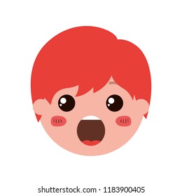 cartoon man head surprised kawaii character
