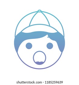 cartoon man head surprised kawaii character