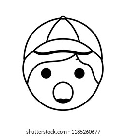 cartoon man head surprised kawaii character