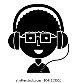 Cartoon man with headphones 