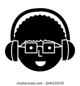Cartoon man with headphones 