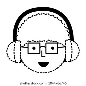 Cartoon man with headphones 