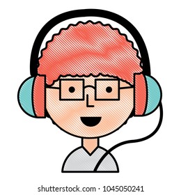 Cartoon man with headphones 